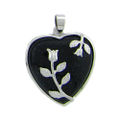 Blue Goldstone Heart with Rose Pendant