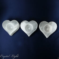 Candle Holders: Selenite Heart Candle Holder Small