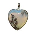 Opalite Heart with Rose Pendant
