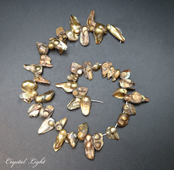 Shell and Pearl Beads: Brass Keshi Pearl Beads