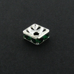Spacer: Silver Square Green Spacer 6mm