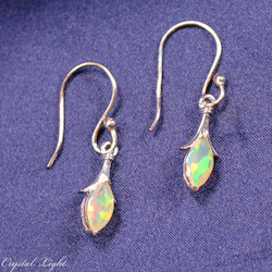 Sterling Silver Earrings: Opal Marquise Earrings