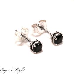 Sterling Silver Earrings: Black Spinel Stud Earrings Small