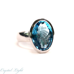 Sterling Silver Rings: Swiss Blue Topaz Faceted Ring