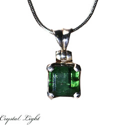 Sterling Silver Pendants: Green Tourmaline Faceted Pendant