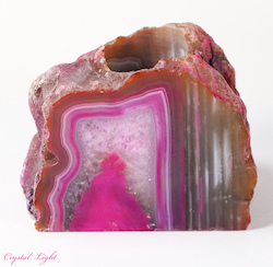 Candle Holders: Pink Agate Candle Holder
