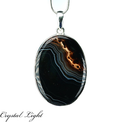 Sterling Silver Pendants: Banded Agate Oval Pendant