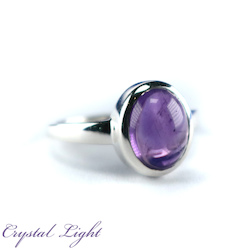 Sterling Silver Rings: Amethyst Oval Ring