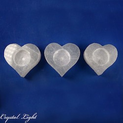 Candle Holders: Selenite Heart Candle Holder Small