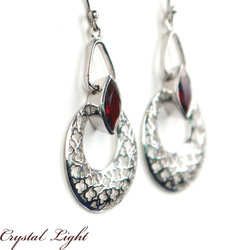 Sterling Silver Earrings: Red Garnet Arabesque Earrings