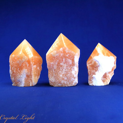 Cut Base Points: Orange Calcite Cut Base Point