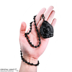 Necklaces: Black Obsidian Buddha Necklace