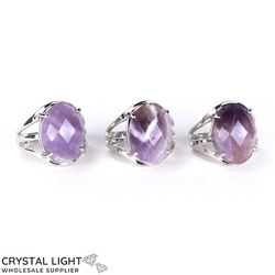 Non Sterling & Other Rings: Amethyst Oval Faceted Ring