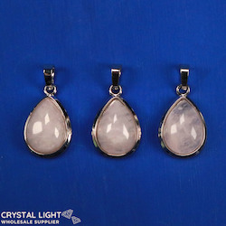 Miscellaneous Pendants: Rose Quartz Teardrop Pendant with Frame