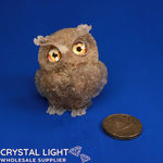 Resin Owl Small - Rutilated Quartz