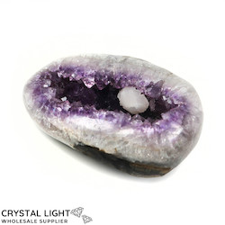 Single Druse Pieces: Amethyst Polished Druse with Calcite