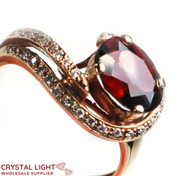 Gold Rings: Garnet and Diamond Swirl Gold Ring /9kt
