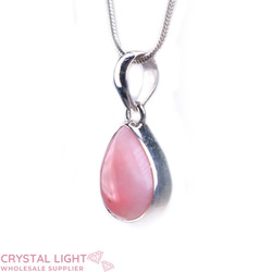 Sterling Silver Pendants: Pink Opal Drop Pendant