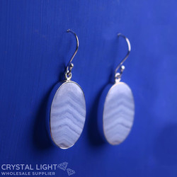 Sterling Silver Earrings: Blue Lace Agate Hook Earrings