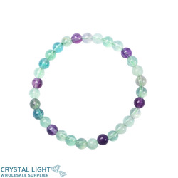 6mm Round Bead Bracelets: Rainbow Fluorite Bracelet 6mm