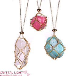 Necklaces: Gold Basket Necklace - Small