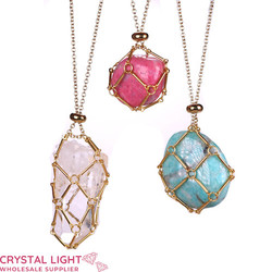 Necklaces: Gold Basket Necklace - Large