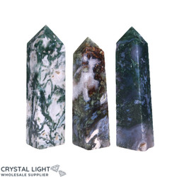 Polished Points By Quantity: Moss Agate Point (4 Sided)
