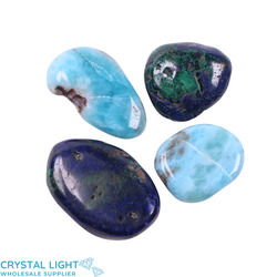Flatstone Individuals and Lots: Azurite & Larimar Mini Flatstone Lot