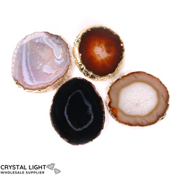 Coasters: Agate Coaster Set (Gold Trim)