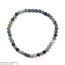 4mm Round Bead Bracelets: Moss Agate Bracelet 4mm