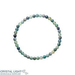 4mm Round Bead Bracelets: Moss Agate Bracelet 4mm