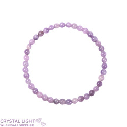 4mm Round Bead Bracelets: Lepidolite Bracelet 4mm