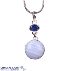 Sterling Silver Pendants: Blue Lace Agate & Kyanite Pendant