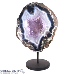 Display Pieces on Stand: Amethyst Agate Druse Slice on Stand
