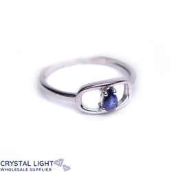Sterling Silver Rings: Blue Sapphire Oval Drop Ring