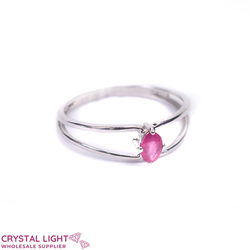 Sterling Silver Rings: Ruby Double Band Oval Ring