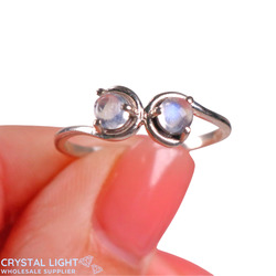 Sterling Silver Rings: Rainbow Moonstone Double Gem Ring