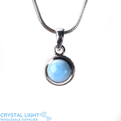 Sterling Silver Pendants: Larimar Filigree Button Pendant