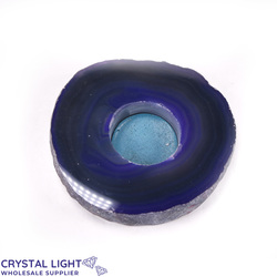 Candle Holders: Purple Agate Flat Candle Holder