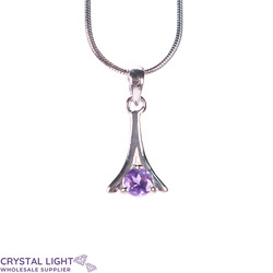 Sterling Silver Pendants: Amethyst Flared Pendant