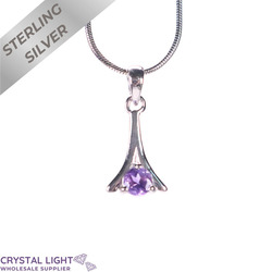 Sterling Silver Pendants: Amethyst Flared Pendant