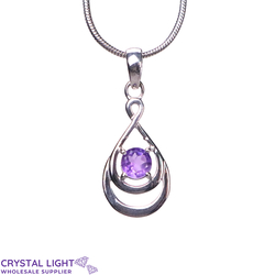 Sterling Silver Pendants: Amethyst Double Drop Pendant