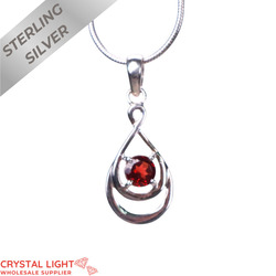 Sterling Silver Pendants: Garnet Double Drop Pendant
