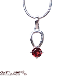Sterling Silver Pendants: Garnet Curved Pendant