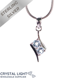 Sterling Silver Pendants: Blue Topaz Twin Stud Pendant