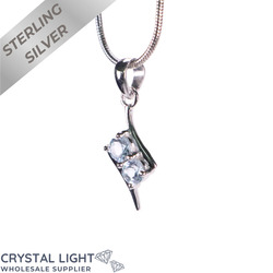 Sterling Silver Pendants: Blue Topaz Twin Stud Pendant