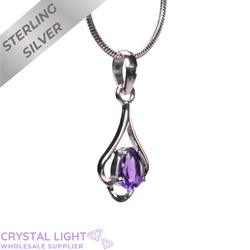 Sterling Silver Pendants: Amethyst Pear Drop Pendant
