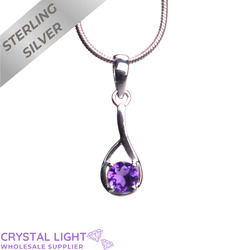 Sterling Silver Pendants: Amethyst Small Drop Pendant