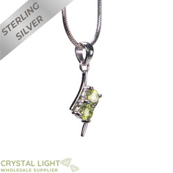Sterling Silver Pendants: Peridot Twin Stud Pendant