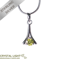 Sterling Silver Pendants: Peridot Flared Pendant